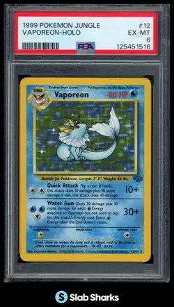1999 POKEMON JUNGLE 1ST EDITION #12/64 VAPOREON HOLO PSA 6 - Image 1