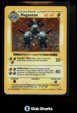 1999 POKEMON SET SHADOWLESS #9/102 MAGNETON HOLO RARE WOTC - Image 1