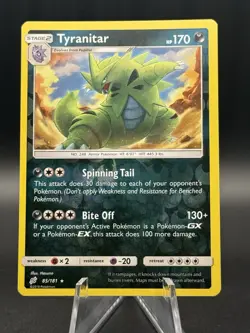 Pokemon TCG Team Up Tyranitar Reverse Holo Rare 85/181 Pack Fresh - Image 1