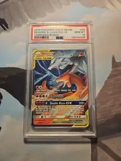 Pokemon PSA 10 Reshiram & Charizard GX Ultra Rare 2019 20/214 Unbroken Bonds - Image 1