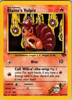 Blaine's Vulpix Gym Challenge Common LP Pokemon 066/132 Unlimited - Image 1
