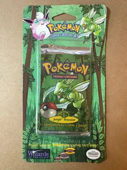 NEW FACTORY SEALED 1999 POKEMON JUNGLE SCYTHER BLISTER PACK W/ CARDBOARD BEND - Image 1