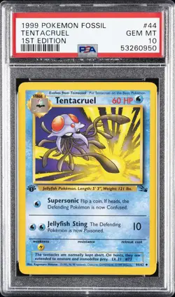 1999 POKEMON FOSSIL 1ST ED #44 TENTACRUEL PSA 10 - Image 1