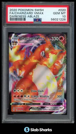 2020 POKEMON SWSH DARKNESS ABLAZE #020/189 CHARIZARD VMAX FULL ART PSA 10 - Image 1