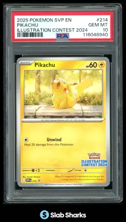 2025 POKEMON BLACK STAR PROMO SVP #214 PIKACHU ILLUSTRATION CONTEST 2024 PSA 10 - Image 1