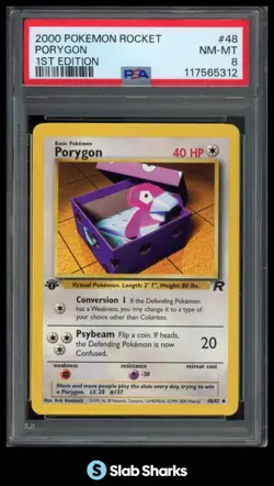 2000 POKEMON TEAM ROCKET 1ST EDITION #48/82 PORYGON PSA 8 - Image 1