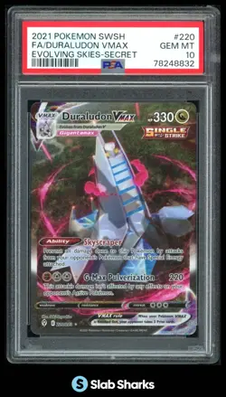 2021 POKEMON EVOLVING SKIES #220/203 DURALUDON VMAX SECRET RARE PSA 10 - Image 1