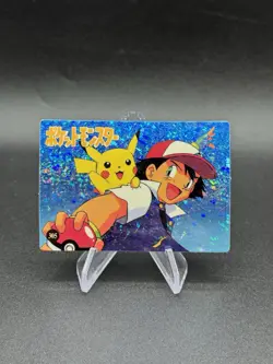 Pikachu Ash Duo Holo Pokemon Vintage Pocket Monsters Vending Prism Sticker 305 - Image 1