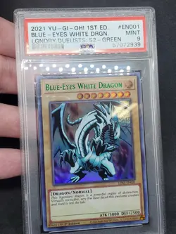 Yugioh PSA 9 MINT Blue-Eyes White Dragon (Green) LDS2-EN001 1st Ed. Ultra Rare - Image 3
