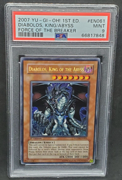 Yugioh PSA 9 MINT Diabolos, King of the Abyss FOTB-EN061 1st Edition Secret Rare - Image 1