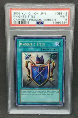 Yugioh PSA 9 MINT Knight's Title ROD-EN002 Secret Rare Gameboy Promos: Series 8 - Image 1