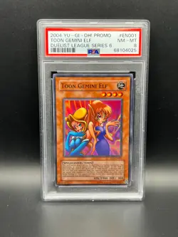 Yugioh PSA 8 NM-MT Toon Gemini Elf DL6-EN001 Super Rare Unlimited 2004 S#4025 - Image 1