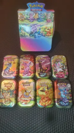 Pokemon Prismatic Mini Tins Empty No Cards All 8 Tins In Good Shape See Photos - Image 1