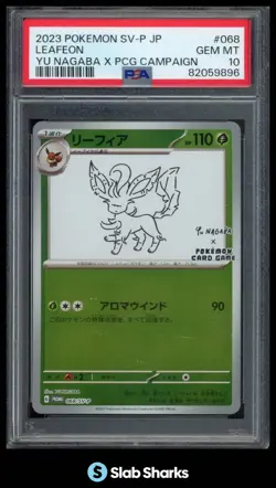 2023 POKEMON CARD GAME SV-P JPN #068/SV-P LEAFEON YU NAGABA X CAMPAIGN PSA 10 - Image 1
