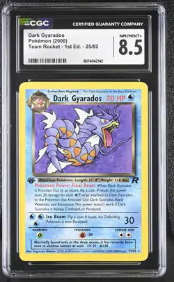 CGC 8.5 Dark Gyarados Team Rocket 1st Edition 25/82 Pokemon Card - Image 1