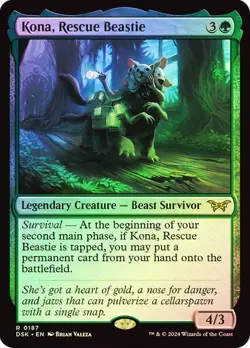 Kona, Rescue Beastie (#187 Foil) - Duskmourn DSK - Rare - MTG Magic Pack fresh - Image 1