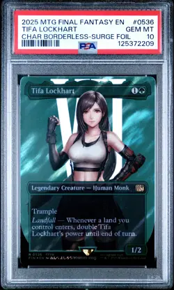 2025 MTG FINAL FANTASY CHARACTER BORDERLESS-SURGE FOIL TIFA LOCKHART PSA 10 - Image 1