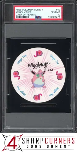 1999 POKEMON RUMMY #40 WIGGLYTUFF JACK OF HEARTS POP 4 PSA 10 - Image 1