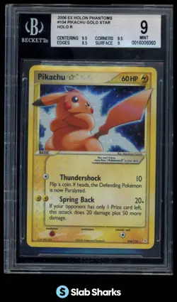 2006 POKEMON EX HOLON PHANTOMS #104/110 PIKACHU GOLD STAR HOLO BGS 9 - Image 1