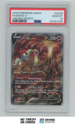 2023 Pokemon Sword & Shield Crown Zenith Entei V PSA 10 #GG36/GG70 - Image 1
