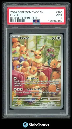 2024 POKEMON TWILIGHT MASQUERADE - TWM EN #188/167 EEVEE ILLUSTRATION RARE PSA 9 - Image 1