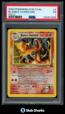 2000 POKEMON GYM CHALLENGE #2/132 BLAINE'S CHARIZARD HOLO PSA 1 - Image 1