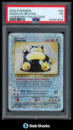 2002 POKEMON LEGENDARY COLLECTION #64/110 SNORLAX REVERSE HOLO PSA 1 - Image 1