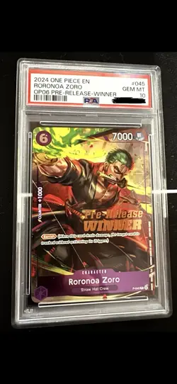 Roronoa Zoro OP-06 Pre-Release Winner Card (#P-045) PSA 10 OPTCG One Piece TCG - Image 1