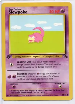 Pokemon TCG 1st Edition Slowpoke Card 1999 55/62 Misprint Error Artist Name - Image 1