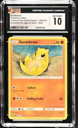 ?? CGC 10 TCG Classic Collection Holo Sandshrew CLV 008/034 Pokemon Card - Image 1