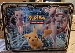 Pokemon Trading Card Game Pikachu Mew Mewtwo Tin Lunch Box, No Cards! - Image 1