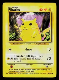 Pokemon Card - Pikachu Base Set 58/102 Common - Image 1