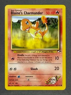 Blaine's Charmander 61/132 Gym Heroes Series Common Basic Pokemon Card 2000 NM - Image 1