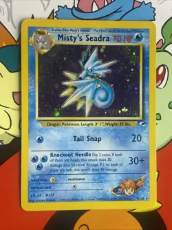 Prerelease Misty's Seadra 9/132 Gym Heroes Holo Rare Vintage Pokemon Card NM/LP - Image 1