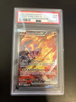 PSA 9 MINT Team Rocket's Moltres ex 229/182 SIR Destined Rivals Pokemon Card - Image 1