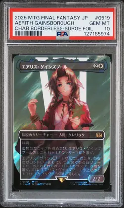 2025 MTG JPN FINAL FANTASY BORDERLESS-SURGE FOIL AERITH GAINSBOROUGH PSA 10 - Image 1