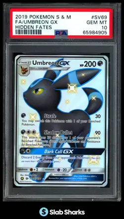 2019 POKEMON HIDDEN FATES #SV69/SV94 UMBREON GX SHINY VAULT RARE PSA 10 - Image 1