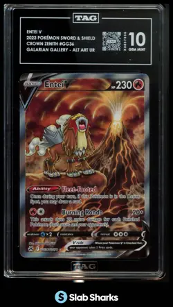 2023 POKEMON SW&SH CROWN ZENITH ENTEI V GALARIAN GALLERY ALT ART UR TAG 10 - Image 1