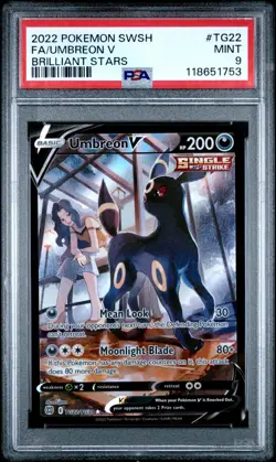 2022 POKEMON SWORD & SHIELD BRILLIANT STARS #TG22 FULL ART/UMBREON V PSA 9 - Image 1