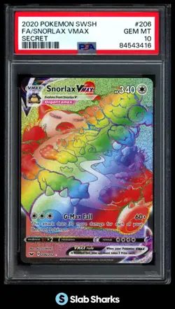 2020 POKEMON SWORD & SHIELD #206/202 SNORLAX VMAX SECRET RARE PSA 10 - Image 1