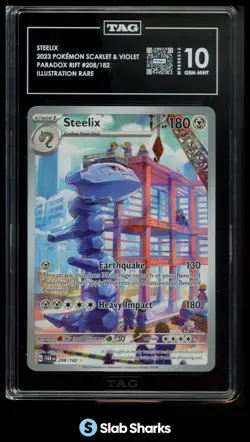 2023 POKEMON SV PARADOX RIFT - PAR EN #208/182 STEELIX ILLUSTRATION RARE TAG 10 - Image 1