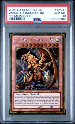 2014 YU-GI-OH! PREM GOLD 1ST ED #EN031 THE WINGED DRAGON OF RA PSA 10 - Image 1