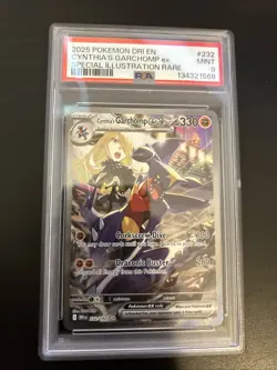 PSA 9 MINT Cynthia's Garchomp ex 232/182 SIR Destined Rivals 2025 Pokemon Card - Image 1