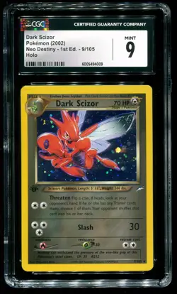 CGC 9 Dark Scizor 1st Edition Holo Neo Destiny 2002 Pokemon Card #9 - Image 1