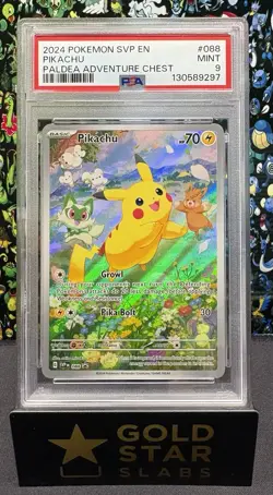 2024 Pikachu Black Star Promo 88 Paldea Adventures Chest Pokemon Card PSA 9 - Image 1