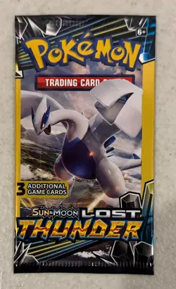 2018 POKEMON SUN & MOON LOST THUNDER SEALED 3 CARD PACK LUGIA ART - Image 1