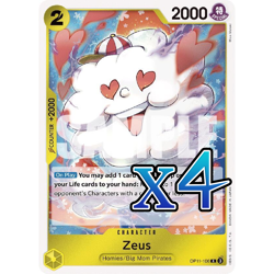 4X Zeus OP11-106 Rare A Fist of Divine Speed NM One Piece Card Game - Image 1