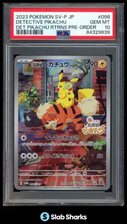 2023 POKEMON BLACK STAR PROMOS JP #098/SV-P DETECTIVE PIKACHU RETURNS PSA 10 - Image 1