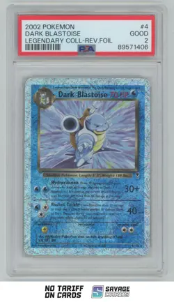 2002 Pokemon Legendary Collection Reverse Foil Holo Dark Blastoise PSA 2 #4/110 - Image 1