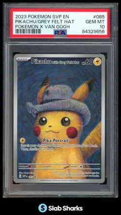 2023 POKEMON SVP EN BLACK STAR PROMOS #085 PIKACHU GREY FELT HAT VAN GOGH PSA 10 - Image 1